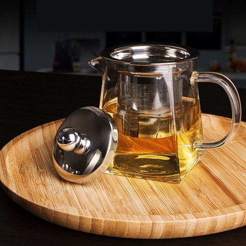 Glass Tea Pot Stainless Steel Infuser Strainer Heat Resistant Loose Leaf Teapot
