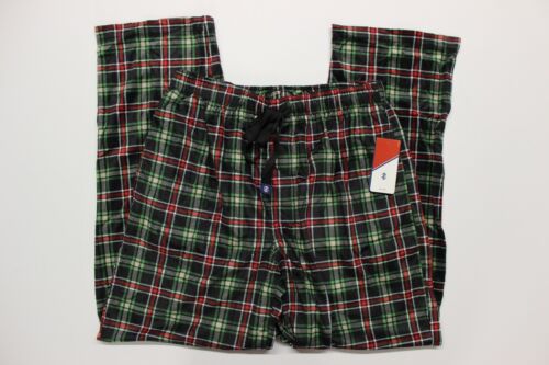 Men&#039;s IZOD Advantage Sleepwear Silky Fleece Lounge Pants - Black Red Green Plaid