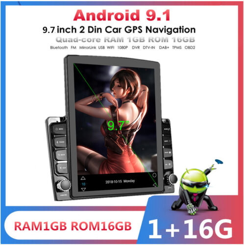 Vertical Screen 9.7In Car MP5 Player BT Stereo FM Radio Android 9.1 GPS Sat NAV