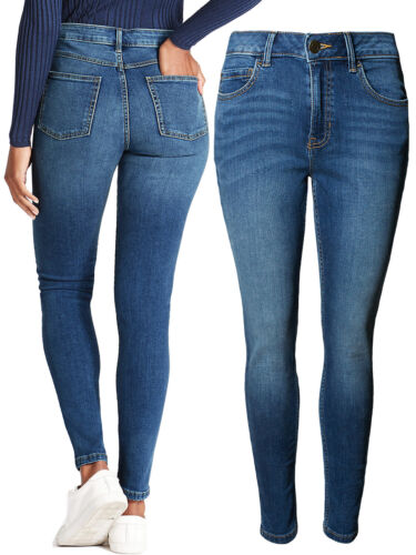 New Ladies Ex M/&S Mid Rise Skinny Jeans Medium Indigo Plus Size 18-24 RRP £22.50