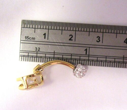 18k Gold Plated Barbell Round Solitaire Crystal VCH Clitoral Clit Hood 14 gauge 