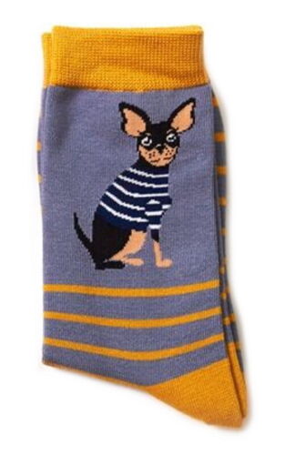Blue Chihuahua Socks Ladies Girls Novelty Dog Gift Bamboo Dogs Sock One Pair New 