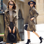 Womens Lapel Slim Parka Belt Trench Leopard Printing Coats Outwear Jackets P186