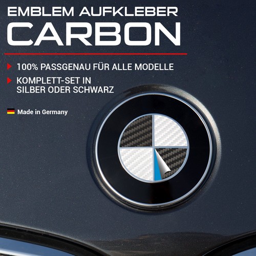 E92 3er Carbon Silber oder Schwarz Emblem Aufkleber Ecken für BMW E91 3er