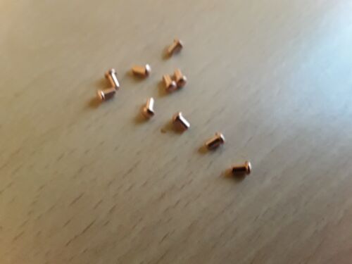 2mm x 3.5mm COPPER ROUND SNAP HEAD  SOLID RIVETS QTY 20 