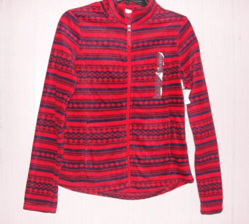 Women&#039;s JUNIOR SZ XS red + blue long sleeve zipper front MERONA fleece jacket