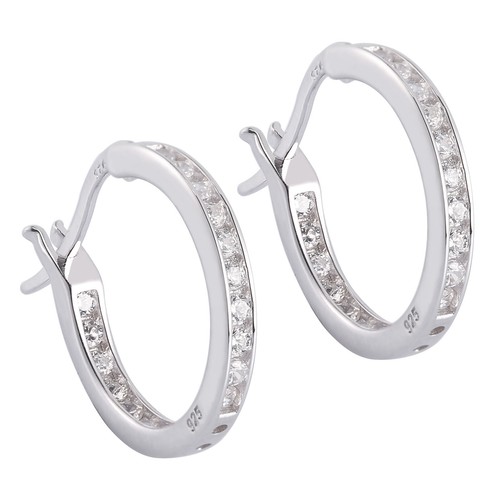 Niña Mujeres Boda Mujer Plata Esterlina 925 Cristal Aro Pendientes Tachuelas Redondo