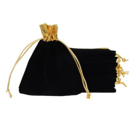 10 Gold Trim Velvet Bags Jewelry Wedding Party Favors Gifts Drawstring Pouches 