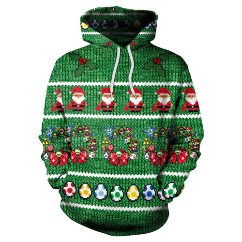 Unisex Christmas Slim Hoodie Warm Hooded Sweatshirt Coat Jacket Outwear Sweater 