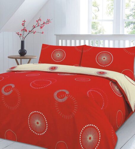 Luxury EDEN Spotted Printed PolyCotton Reversible DUVET Cover Set Pillowcases 