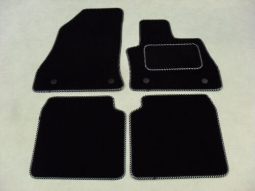 Fiat 500L 2013-17 Fully Tailored Deluxe Car Mats in Black with Black/Silver Trim