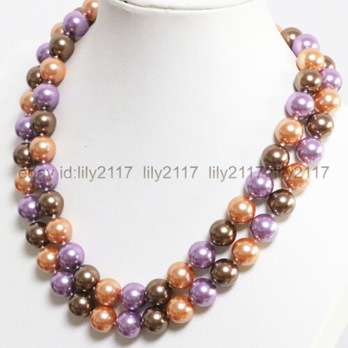 Fashion 10 mm Multi-Color Round South Sea Shell Perles Collier environ 91.44 cm 36 in