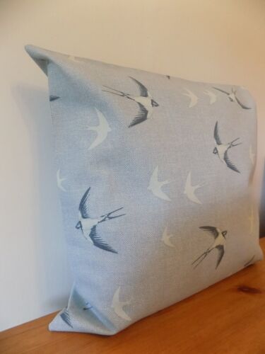 Handmade Cushion Cover Fryett /'Hirondelle Indigo Oiseaux 100/% coton toile 16/" Zip