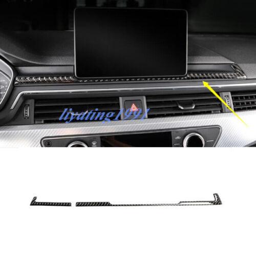 Real Carbon Fiber GPS Navigation Panel Cover Trim Strips For Audi A4 B9 17-18