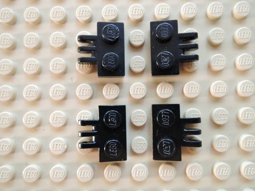 Lego 4 x Platte 2452 schwarz 1x2 Scharnier 3 seitl Finger