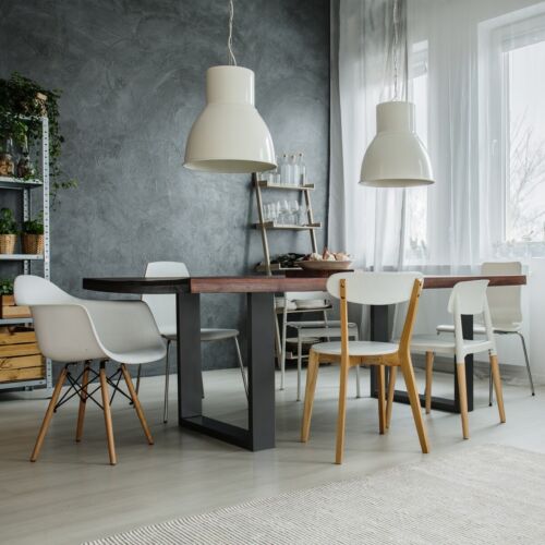 2 x Pied de table industriel piètement meuble profil carré gris foncé 60 x 72 cm