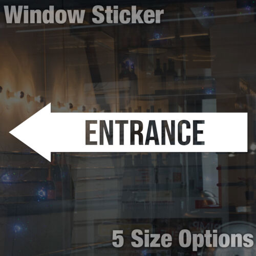Size Options Entrance Arrow Sticker White Vinyl Window Door Decal 