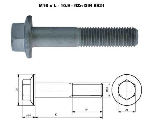 M16 METRIC COARSE PITCH FLANGE BOLT AND//OR NUTS HIGH TENSILE GRADE 10.9 GEOMET