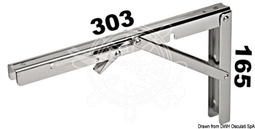 Osculati Stainless Steel Folding Table Bracket 303x165mm 150kg Max Load