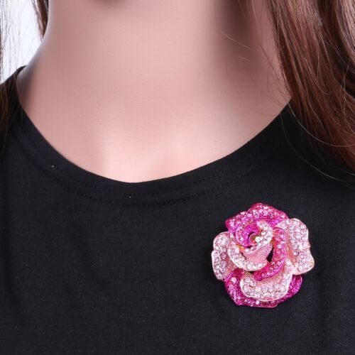 Exquisite Rose Flower Crystal Brooch Pin Wedding Bouquet bride Woman Jewelry New 