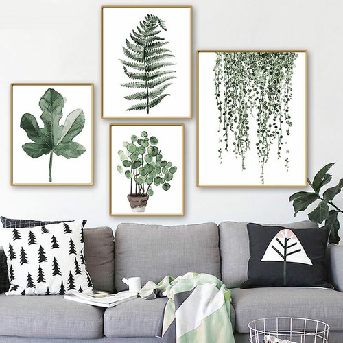 Minimalist Green Leaf Posters Prints Nordic Home Decor Wall Art Canvas Paintings