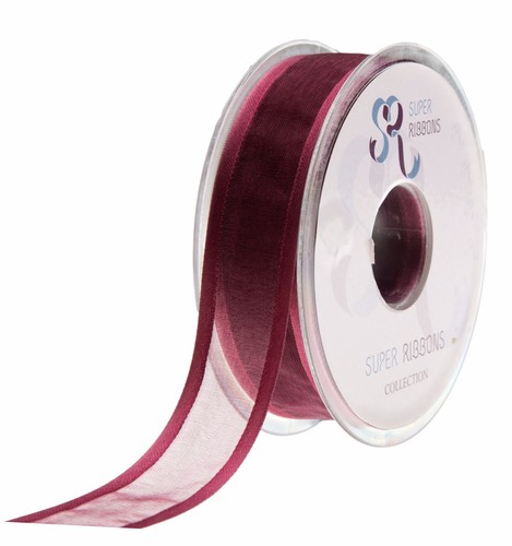 Bobina Intera 25 Metri Bordura Raso Nastro in Organza 10 15 25 40mm Vari Colori