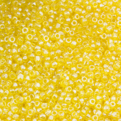 Vintage Czech Seed Beads 3Cut 10//0 Transparent Yellow 20g 10622013