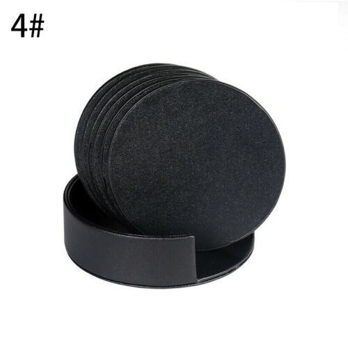 6pcs/Set Cup Mat Round Marble Leather Coasters Non-slip Table Glasses 