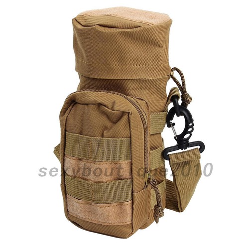 Hiking Camping Water Bottle Kettle Holder Belt Pouch Nylon Bag+Shoulder Strap US