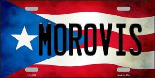 MOROVIS PUERTO RICO STATE FLAG BACKGROUND NOVELTY METAL LICENSE PLATE TAG
