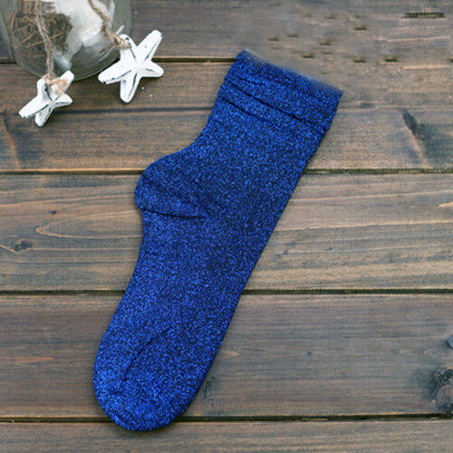 Autumn Winter Women Thick Warm Socks Glitter Shiny Short Mid-Calf Socks Hosiery