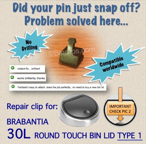 Fix Catch Striker Pin Clip for Brabantia Touch bin Trash can no drill 30L Type1 