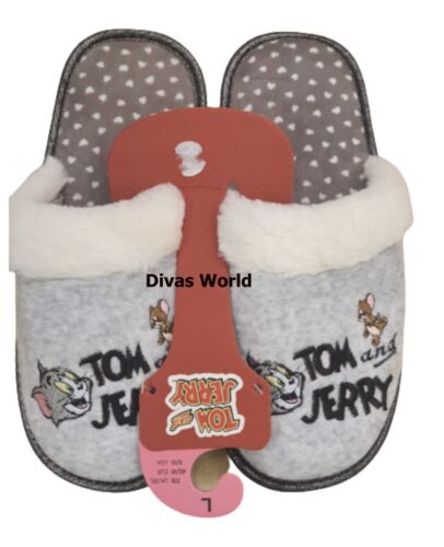 Tom /& Jerry Indoor chaussons brodé gris Soft Slip On Mules Fantaisie Primark