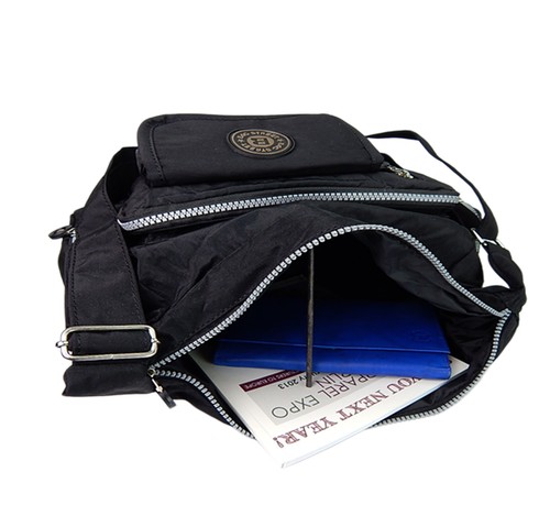 Schultertasche Nylon Sportliche Damen Umhängetasche Bag Street Tasche ~ schwarz