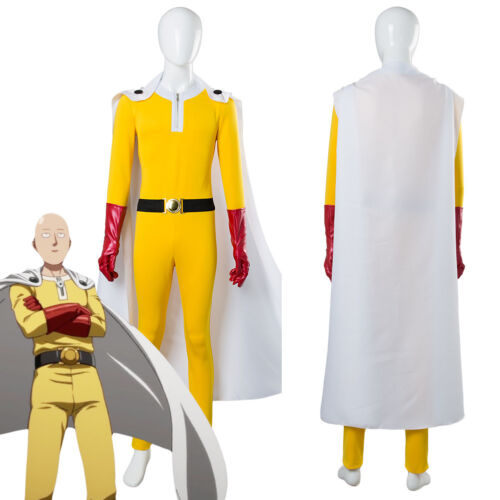 One Punch Man Hero Saitama Cosplay Costume Outfit Uniform Jumpsuit Cape Full Set