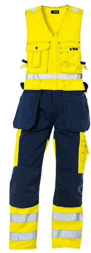 2653 Blaklader Hi Vis Sleeveless Work Overalls with Knee Pad /& Nail Pockets