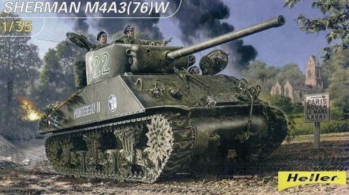 Heller 1//35th WW2 Sherman M4A3 76mmW Tank US//French Army Version Model Kit 81161