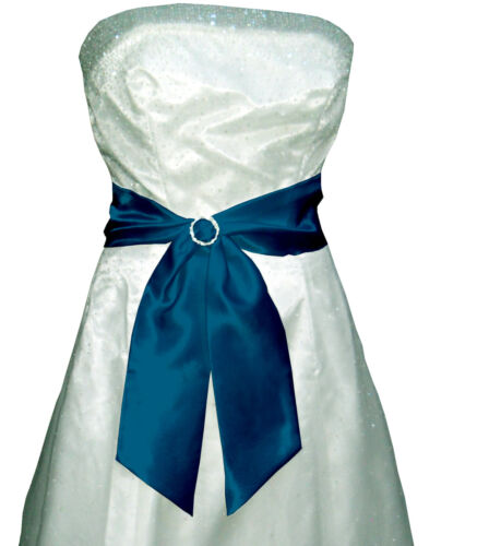 Sarcelle Jade bleu satin vert mariage soirée robe fantaisie Ruban Nœud De Cravate Ascot