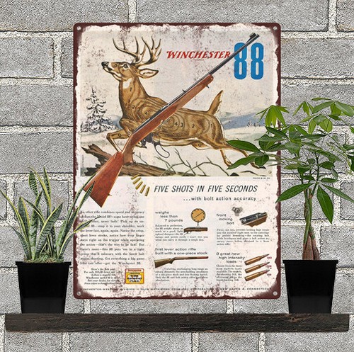 1958 Winchester 88 Deer Gun Hunting Mancave Metal Sign Repro 9x12/" 60699