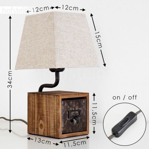 Retro Lese Leuchten Nacht Tisch Lampen Holz/Stoff Wohn Schlaf Zimmer Beleuchtung 
