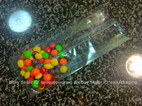 500 Pcs 5x4x15 Clear Side Gusseted Poly Cello Bags Good for Candy Cookie Bakery