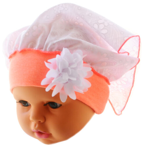 Kopftuch Baby Neugeborene Kinder bis4J Kopfbedeckung Mütze Stirnband Weiß Rosa