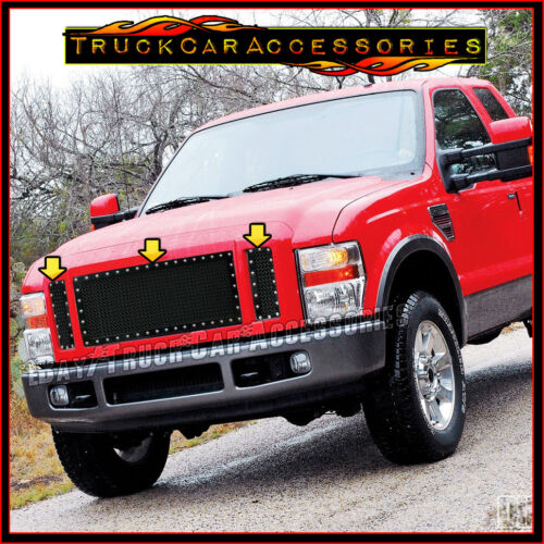 For FORD F250 F350 F450 F550 2008 2009 2010 Black Mesh Rivet 3PC REPLACE Grille