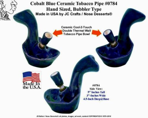 Water Smoking Hookah Bong Stash Tobacco Pipe BLUE #0784 Ceramic Glass Made USA 