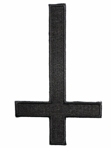 Inverted Cross Demonic Satanic Black Metal Iron On Embroidered Patch 4/"x2.4/"