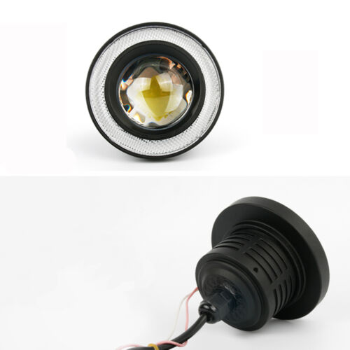 2.5" Car Fog Light COB LED Projector White Angel Eye Halo Ring DRL Driving Bulbs 