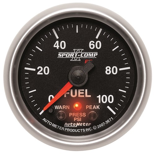 3671 Autometer Sport-Comp Ii 52Mm 0-100 Psi Fuel Pressure Gauge