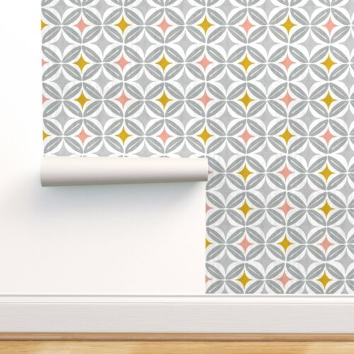 Removable Water-Activated Wallpaper Geometric Geo Midcentury Modern Mid Century