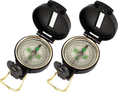2 ea Lensatic Compass Blk W//Guide Wire Scouting Camping