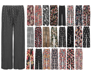 T90 Neu Übergröße Damen Blumenmuster Damen Weites Bein Palazzo-Hose Hose